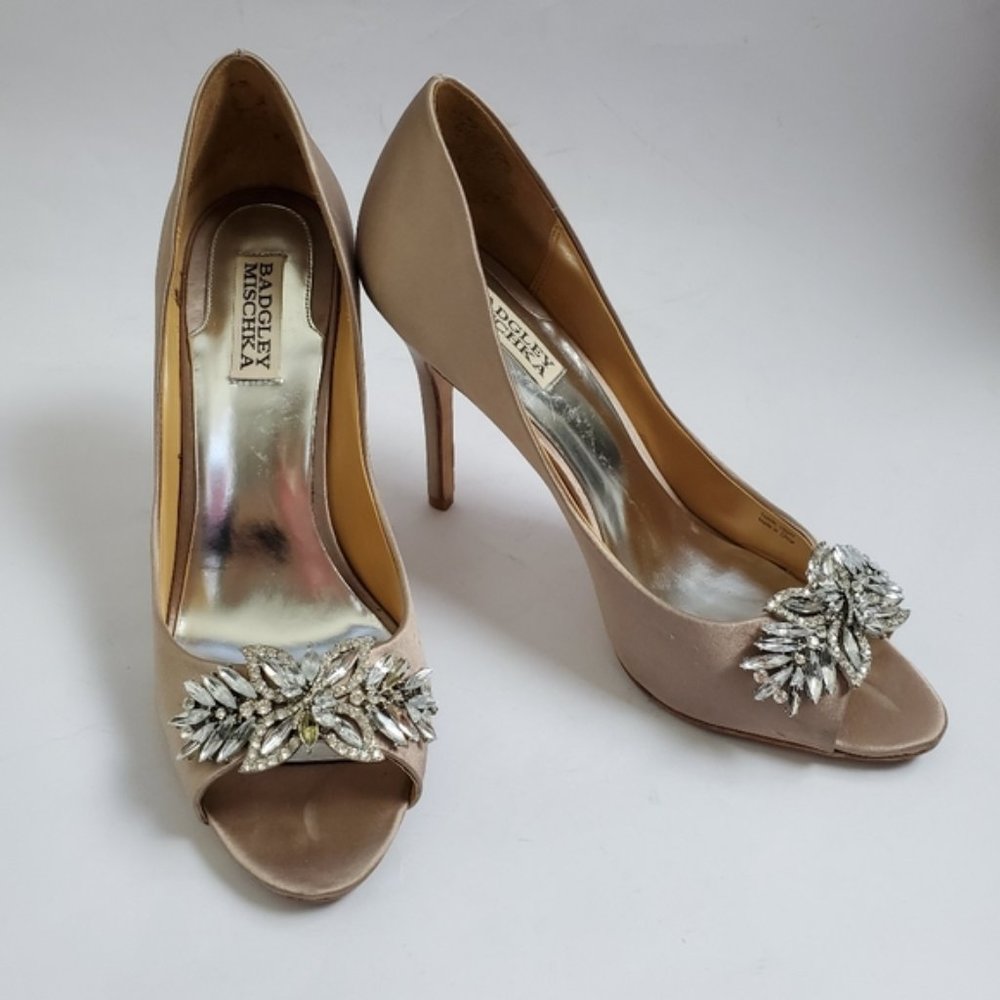 Badgley Mischka Crystal Peep Toe Pumps (Wedding!)